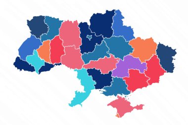 Eyaletlerle Ukrayna 'nın Çoklu Renkli Haritası