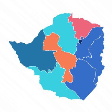Eyaletlerle Zimbabve 'nin Çok Renkli Haritası