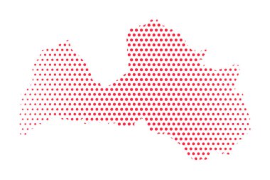 Letonya Noktalı Harita İllüstrasyonu