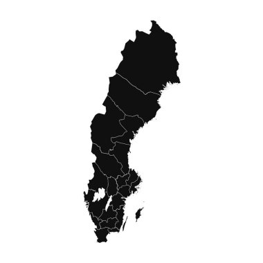 Soyut İsveç Silüeti Ayrıntılı Harita