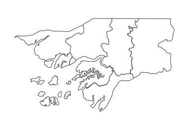 Eyaletleri ve şehirleri olan Gine Bissau 'nun Çizim Haritası