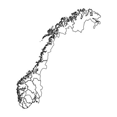 Eyaletler ve Şehirlerle Norveç 'in Çizim Haritası