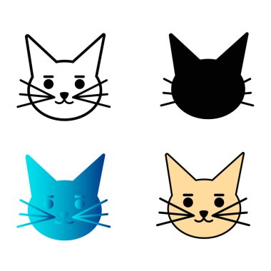 Soyut Düz Kedi Başı Silüeti Çizimi