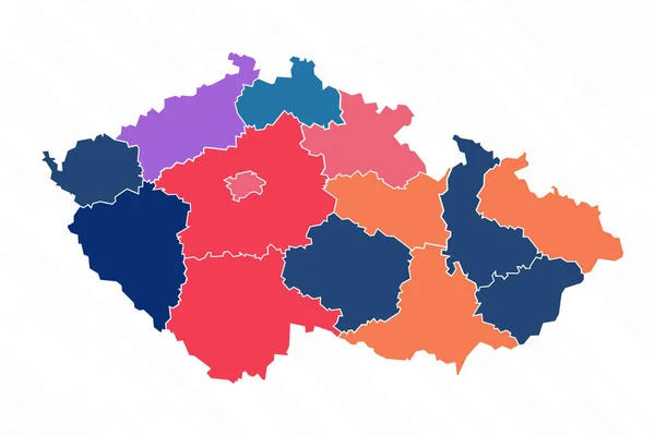 Carte Multicolore République Tchèque Avec Les Provinces — Image vectorielle