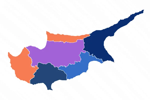 Multicolor Map Cyprus Provinces — Stock Vector