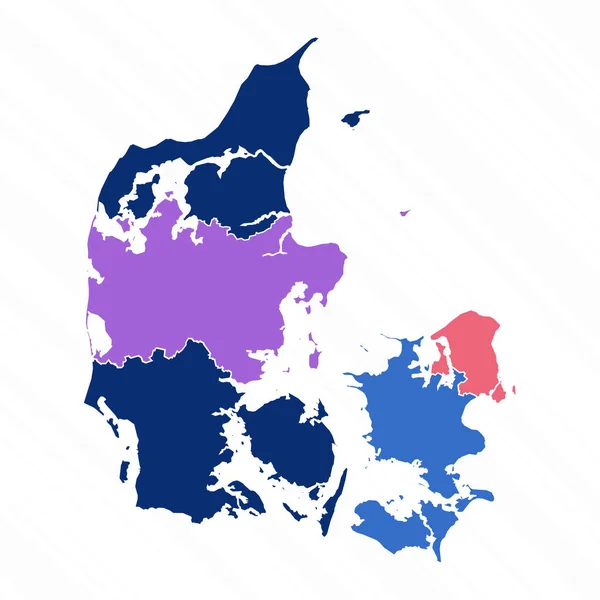 Wielokolorowa Mapa Danii Prowincjami — Wektor stockowy