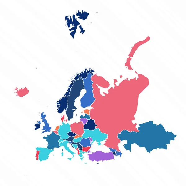 Πολύχρωμος Χάρτης Της Ευρώπης Τις Χώρες — Διανυσματικό Αρχείο