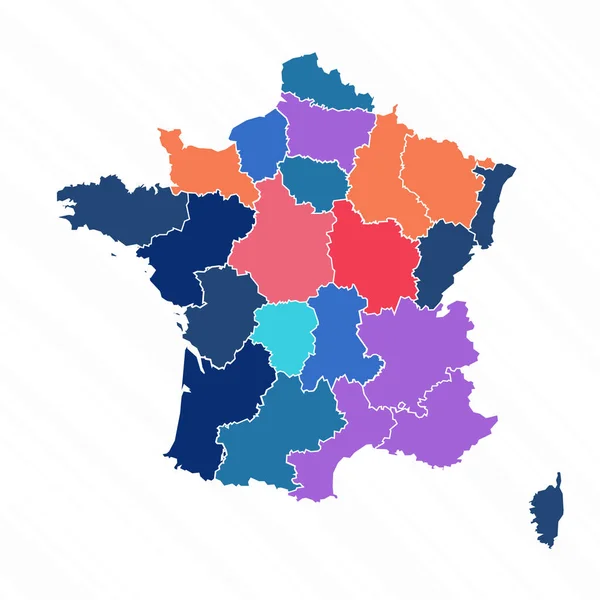 Meerkleurige Kaart Van Frankrijk Met Provincies — Stockvector