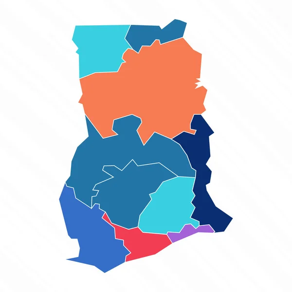 Multicolor Map Ghana Provinces — Stock Vector