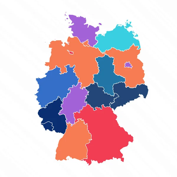 Многоцветная Карта Германии Провинциями — стоковый вектор