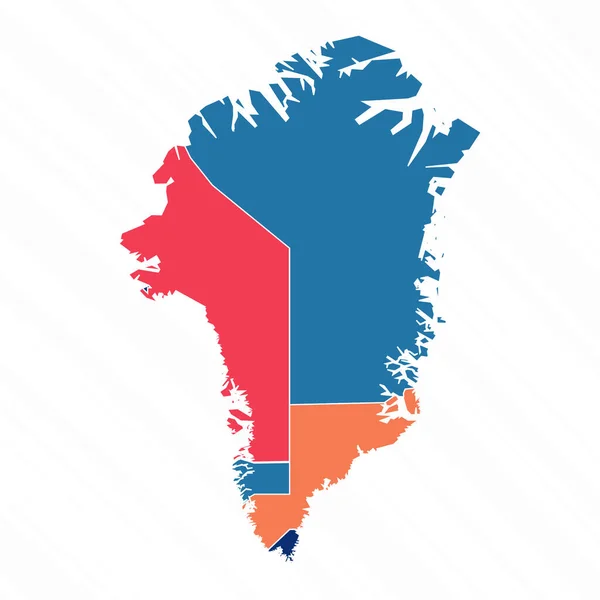 州とグリーンランドの多色地図 — ストックベクタ