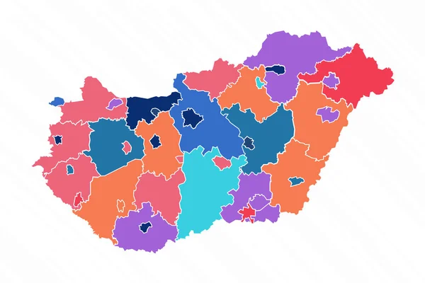Multicolor Map Hungary Provinces — Stockový vektor
