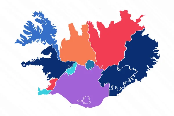 州とアイスランドの多色地図 — ストックベクタ