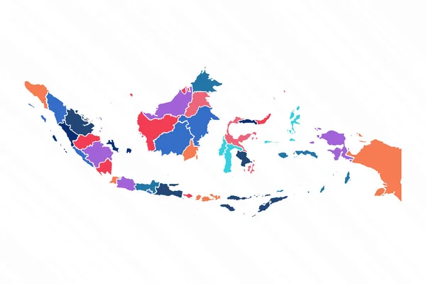 印度尼西亚与各省的多色彩地图 — 图库矢量图片