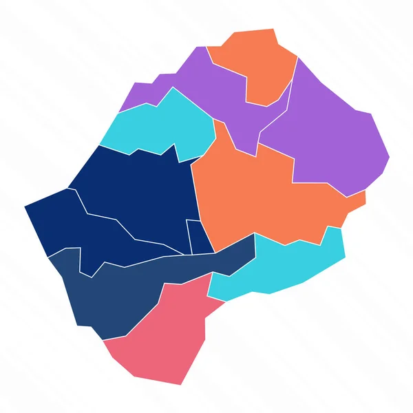 Multicolor Map Lesotho Provinces — Stock Vector