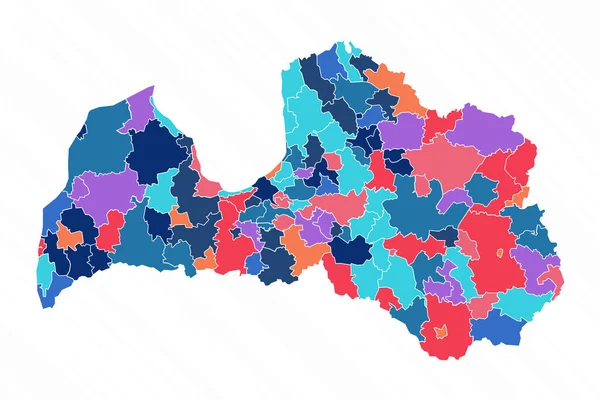 Multicolorová Mapa Lotyšska Provinciemi — Stockový vektor