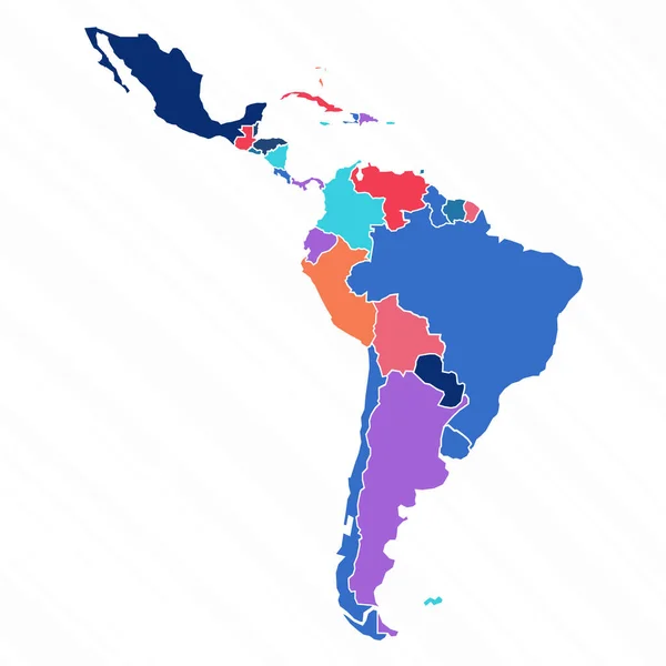 Flerfärgskarta Över Latinamerika Med Länder — Stock vektor