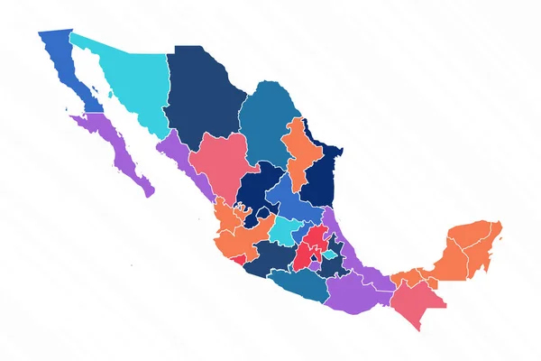 Mapa Multicolorido México Com Províncias — Vetor de Stock