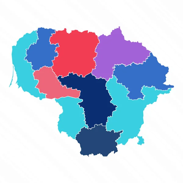 Багатокольорова Карта Литви Провінціями — стоковий вектор
