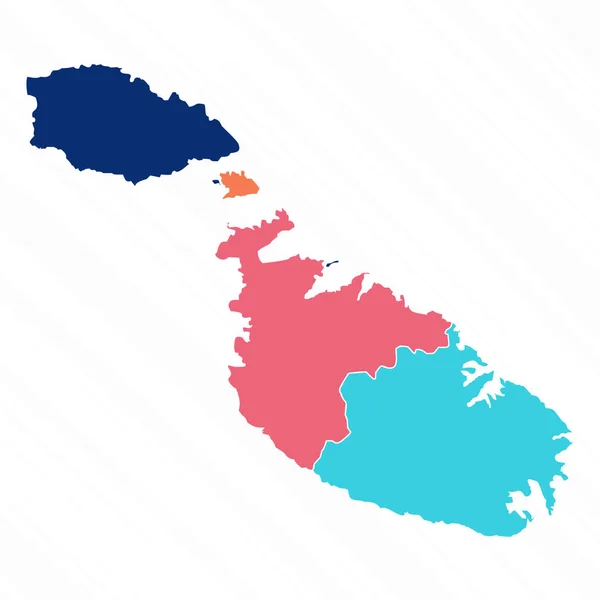 马耳他与各省的多色彩地图 — 图库矢量图片