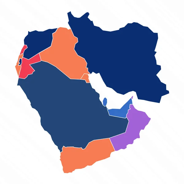 Eyaletlerle Orta Doğu Nun Çok Renkli Haritası — Stok Vektör