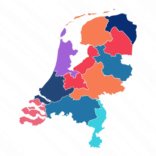 荷兰与各省的多色彩地图 — 图库矢量图片