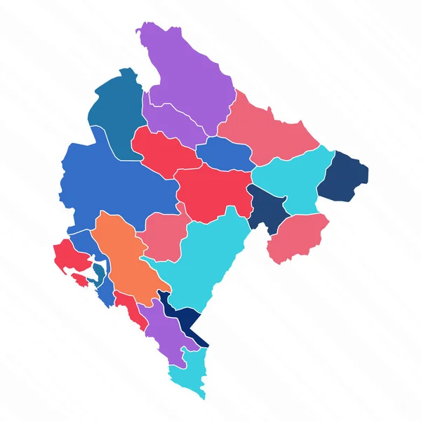 Multicolor Map Montenegro Provinces — Stock Vector