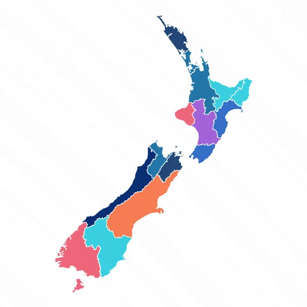 Многоцветная Карта Новой Зеландии Провинциями — стоковый вектор