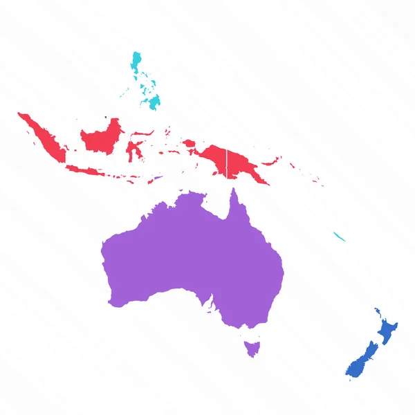 Peta Multicolor Oseania Dengan Negara Negara - Stok Vektor