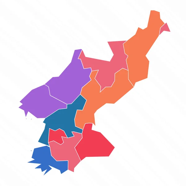 Multicolor Map North Korea Provinces — Stock Vector