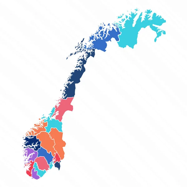 州とノルウェーの多色地図 — ストックベクタ