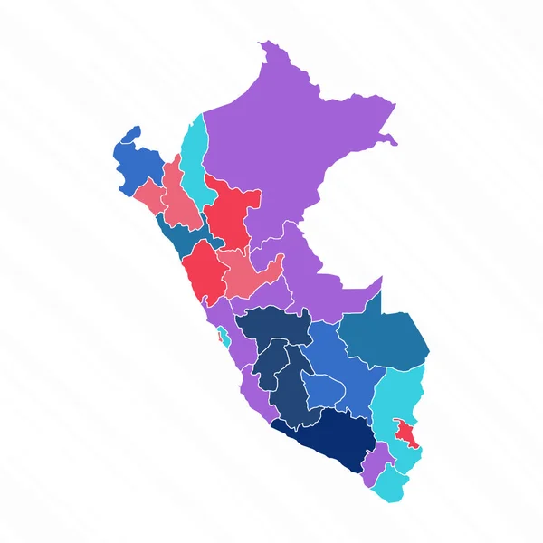 Multicolor Map Peru Provinces — Stock Vector