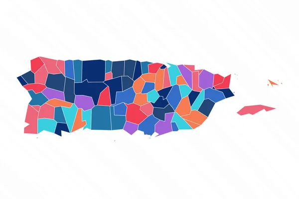 波多黎各与各省的多色彩地图 — 图库矢量图片