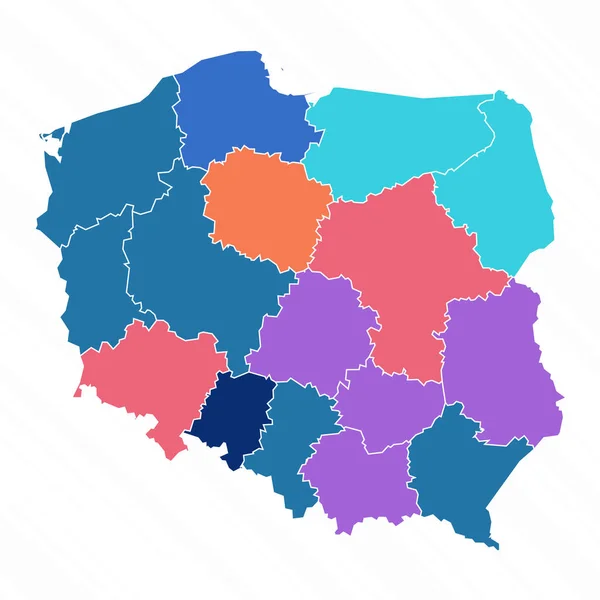 Multicolor Map Poland Provinces — Stock Vector