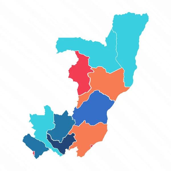 Bunte Karte Der Republik Kongo Mit Provinzen — Stockvektor