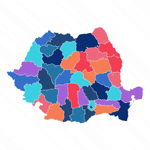 Bunte Landkarte Von Rumänien Mit Provinzen — Stockvektor