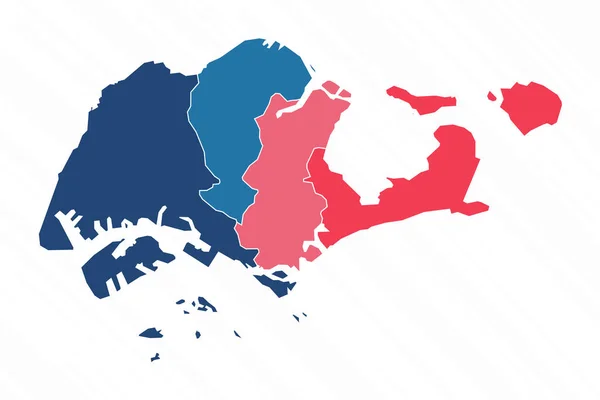 Bunte Karte Von Singapur Mit Provinzen — Stockvektor