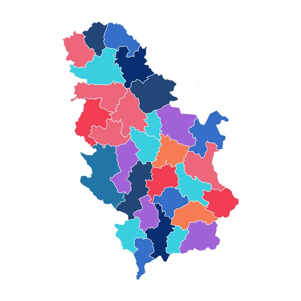 Wielokolorowa Mapa Serbii Prowincjami — Wektor stockowy