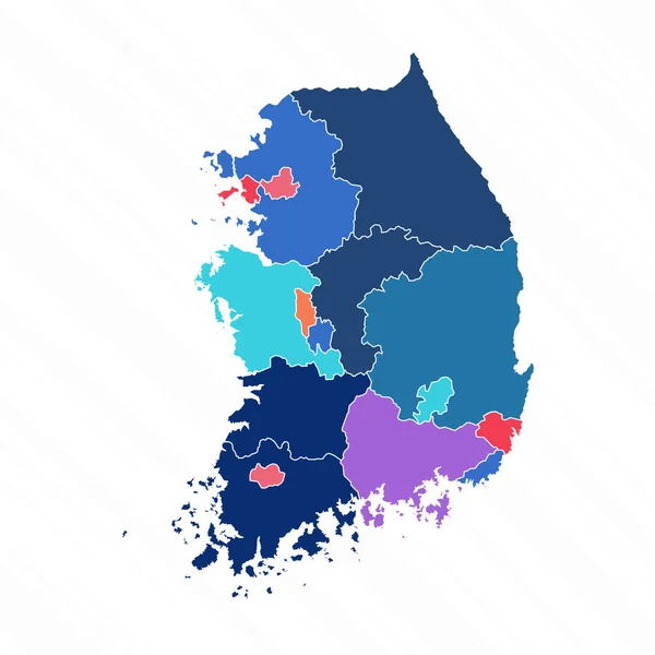 Bunte Karte Von Südkorea Mit Provinzen — Stockvektor