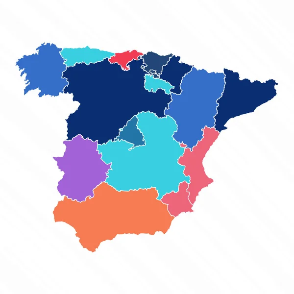 Carte Multicolore Espagne Avec Les Provinces — Image vectorielle