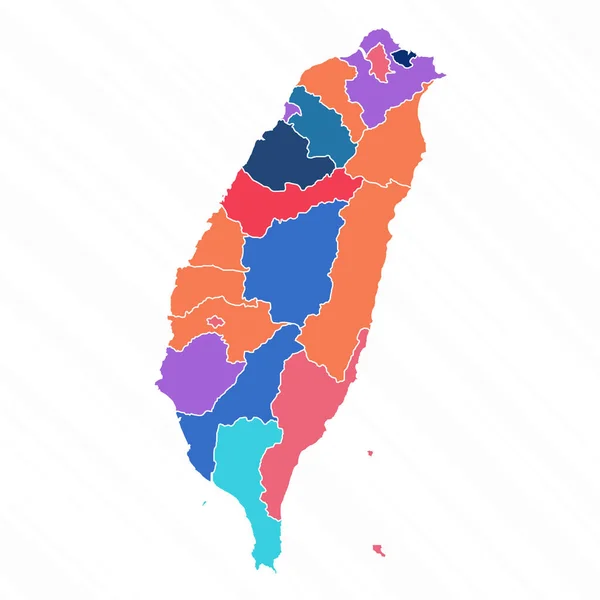 Многоцветная Карта Тайваня Провинциями — стоковый вектор
