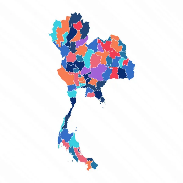 Bunte Karte Von Thailand Mit Provinzen — Stockvektor