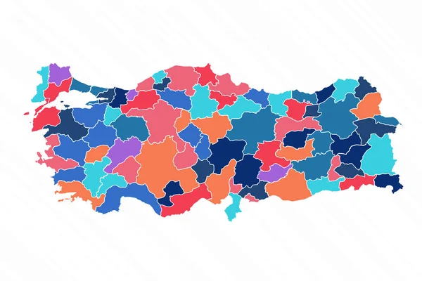 Multicolor Map Turkey Provinces — Stockový vektor