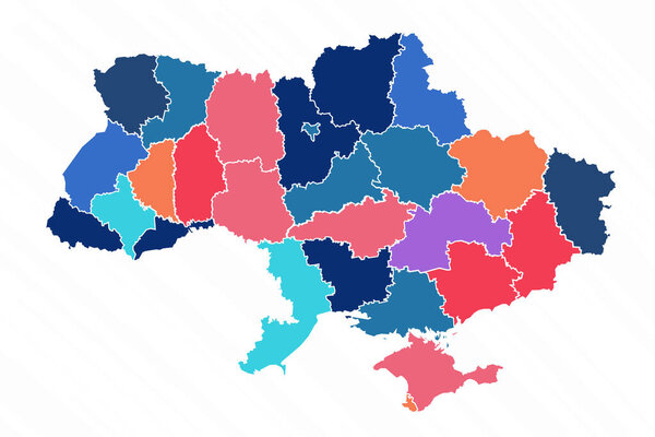 Multicolor Map of Ukraine With Provinces