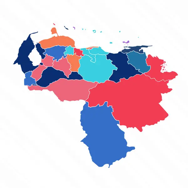 Bunte Karte Von Venezuela Mit Provinzen — Stockvektor