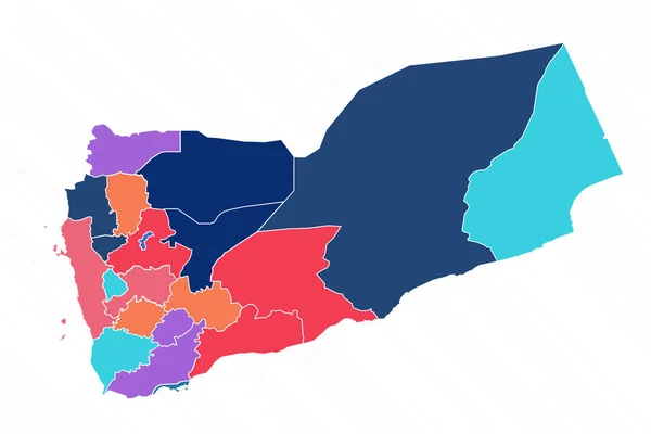 也门与各省的多色彩地图 — 图库矢量图片