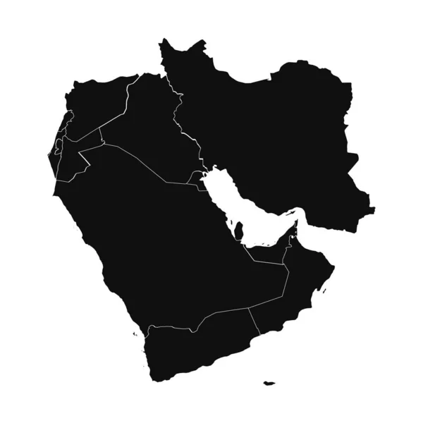 Mapa Detalhado Silhueta Médio Oriente Abstrato — Vetor de Stock