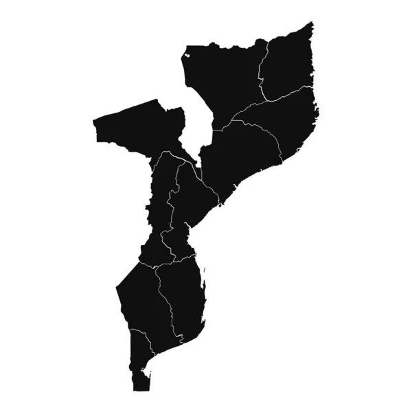 Résumé Mozambique Silhouette Carte Détaillée — Image vectorielle