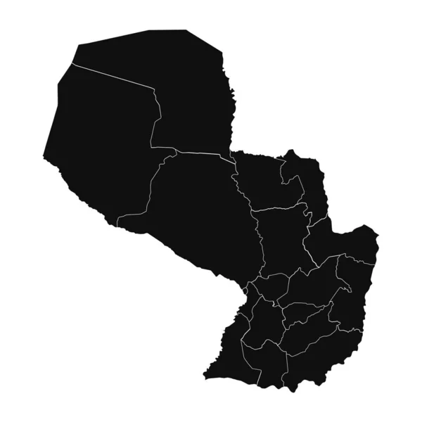 Περίληψη Παραγουάη Silhouette Λεπτομερής Χάρτης — Διανυσματικό Αρχείο