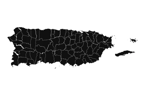 Mapa Detalhado Porto Rico Silhueta — Vetor de Stock